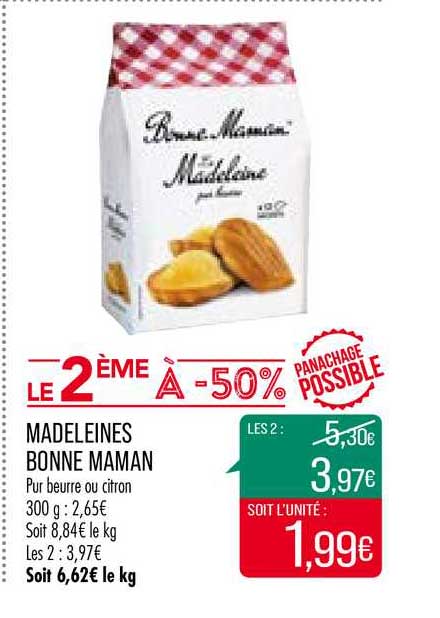 madeleines bonne maman le 2ème à -50%