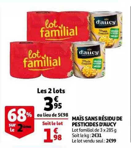 maïs sans résidu de pesticides d'aucy