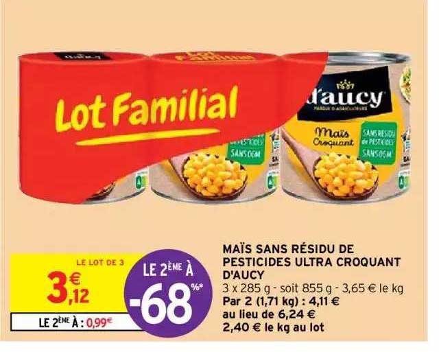 maïs sans résidu de pesticides ultra croquant d'aucy