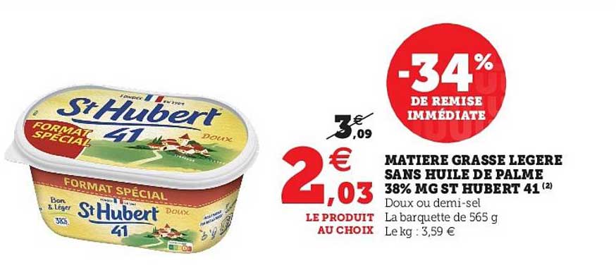 matiere grasse legere sans huile de palme 38% mg st hubert 41