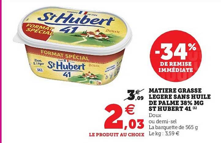 matière grasse légère sans huile de palme 38% mg st hubert 41