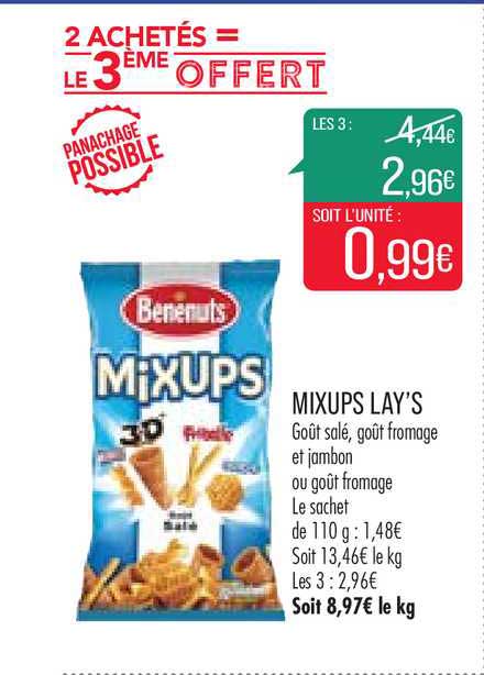 mixups lay's 2 achetés = le 3ème offert