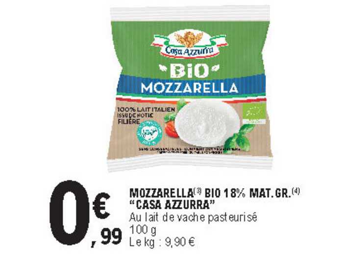 mozzarella bio 18% mat. gr. "casa azzurra"