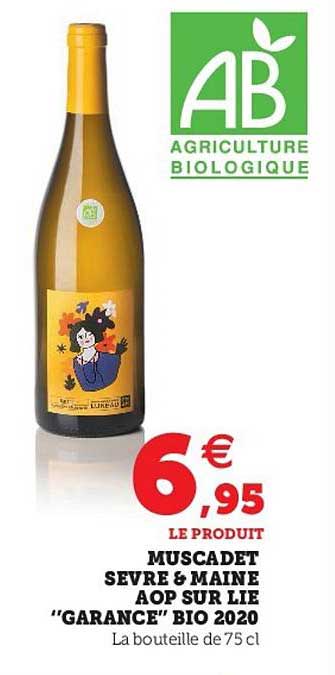 muscadet sevre & maine aop sur lie "garance" bio 2020