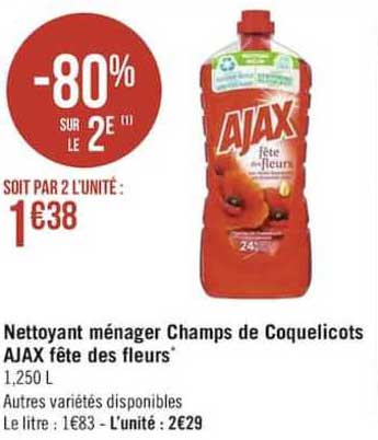 nettoyant ménager champs de coquelicots ajax fête des fleurs