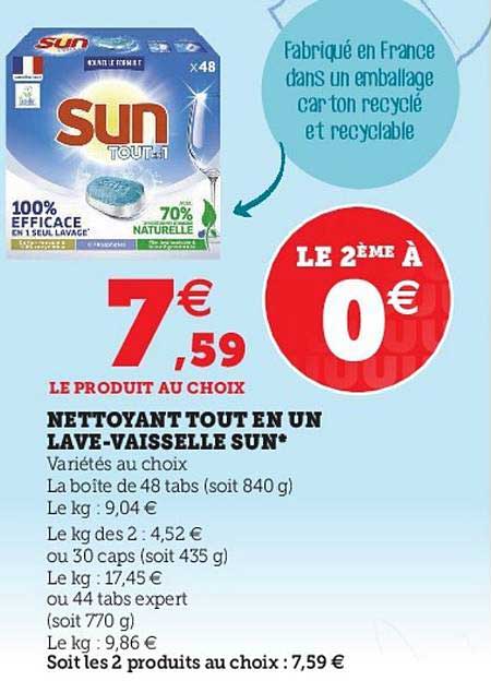 nettoyant tout en un lave-vaisselle sun