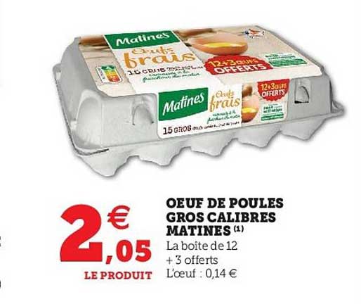 oeuf de poules gros calibres matines
