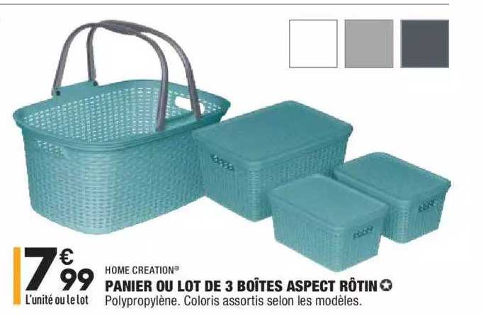 panier ou lot de 3 boîtes aspect rôtin home creation
