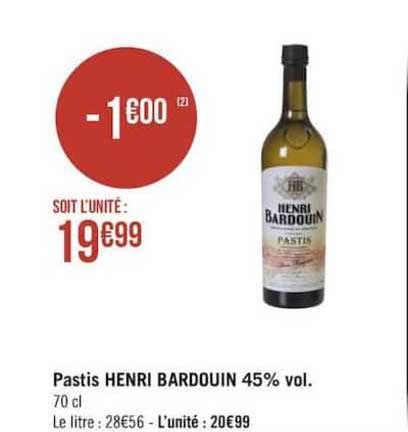 pastis henri bardouin 45% vol.