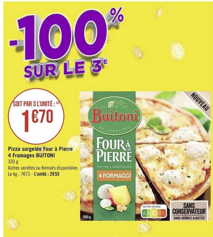 Pizza Surgelée Four à Pierre 4 Fromages Buitoni