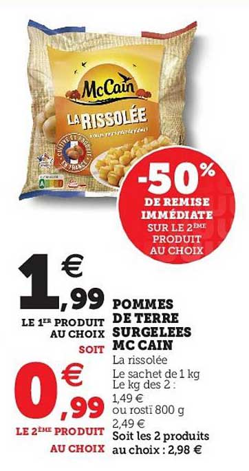 pommes de terre surgelés mc cain -50% de remise immédiate sur le 2ème produit au choix