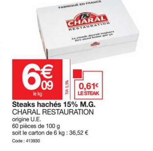 Steaks Haches 15% Mg Charal Restauration