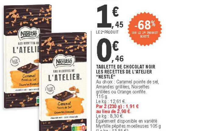 Tablette De Chocolat Noir Les Recettes De L'atelier "nestlé"