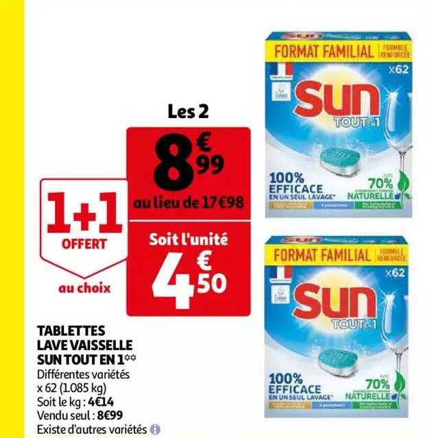 tablettes lave vaisselle sun tout en 1