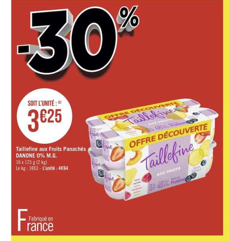 taillefine aux fruits panachés danone 0% m.g.
