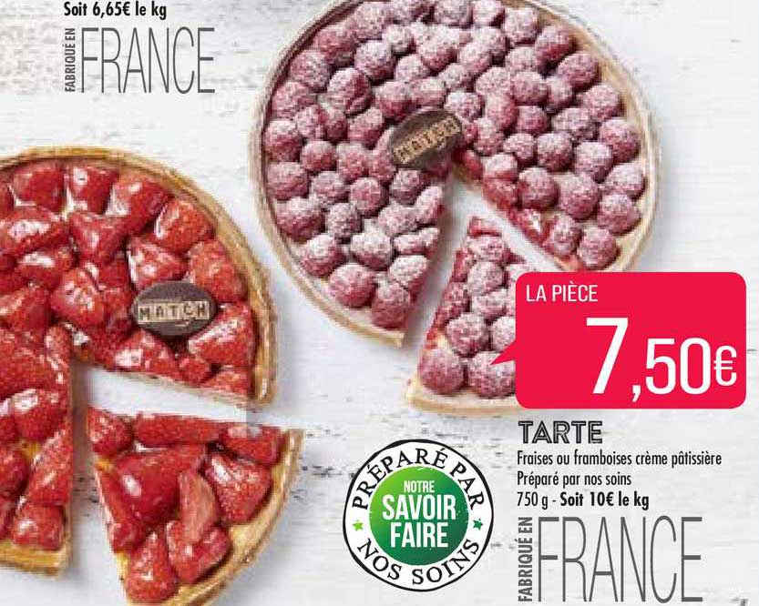tarte fraises ou framboise crème pâtissière préparé par nos soins