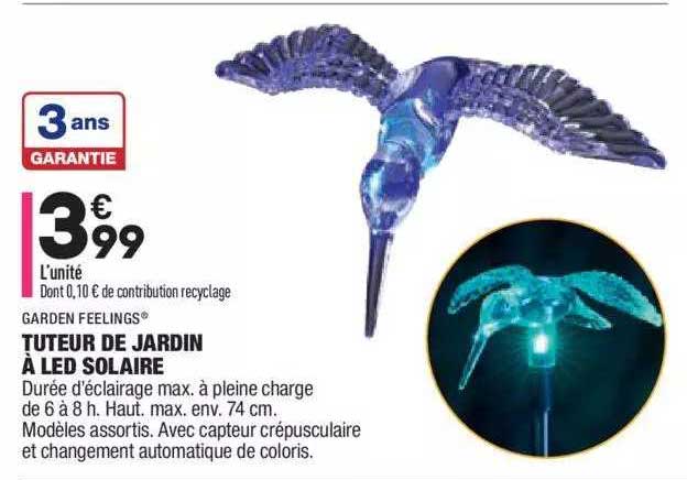 tuteur de jardin à led solaire garden feelings