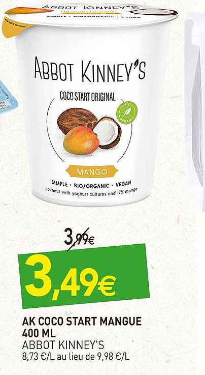 ak coco start mangue abbot kinney's 400ml