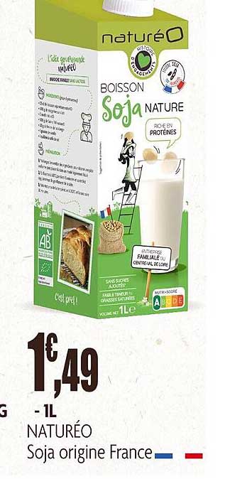 Boisson Soja Nature Naturéo -1l