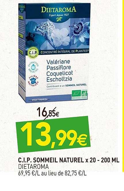 c.i.p. sommeil naturel dietaroma x20 -200ml