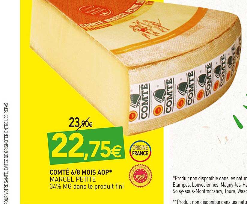 comté 6-8 mois aop marcel petite 34% mg dans le produit fini