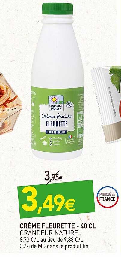 crème fleurette grandeur nature -40cl