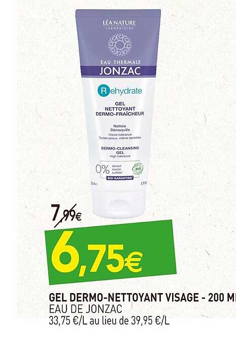 gel dermo-nettoyant visage eau de jonzac -200ml