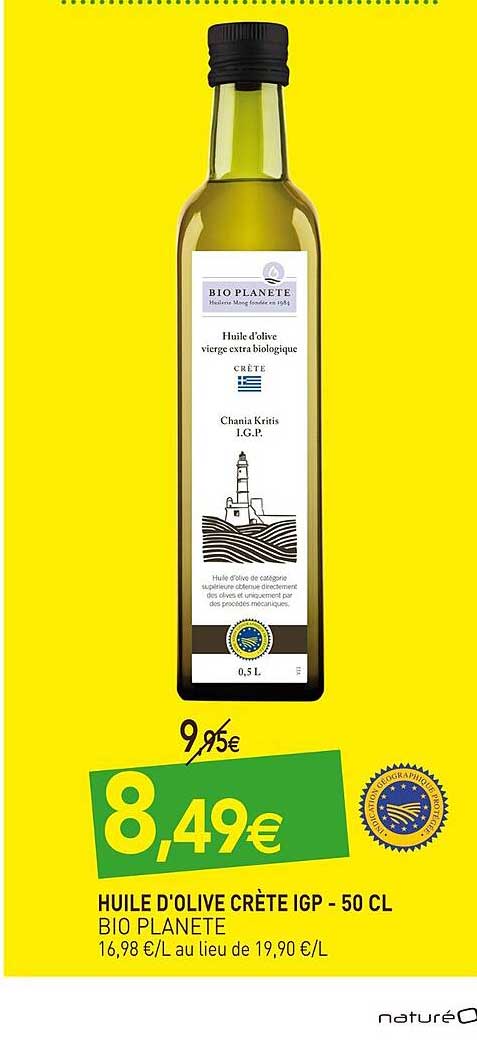 Huile D'olive Crète Igp Bio Planète -50cl