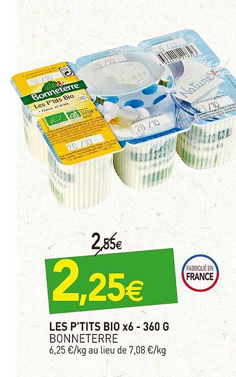 les p'tits bio x6 bonneterre -360 g