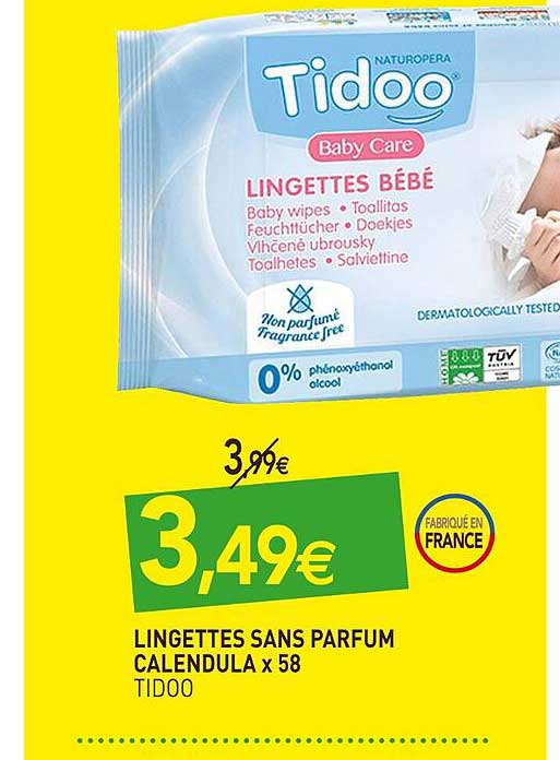 lingettes sans parfum calendula x58 tidoo