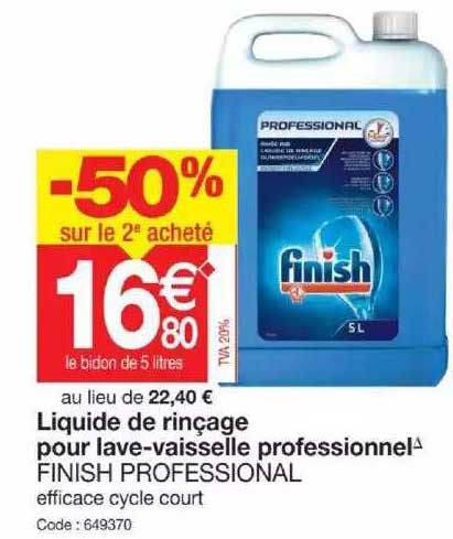 liquide de rinçade pour lave-vaisselle professionnel finish professional