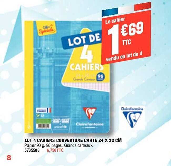 lot 4 cahiers couvertures carte 24x32 cm
