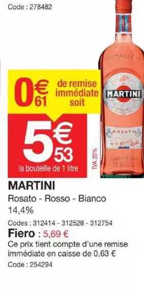 Martini Rosato-rosso-bianco 14,4%, Fiero
