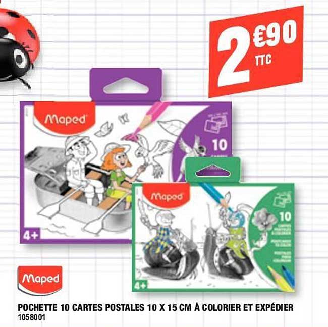Pochette 10 Cartes Postales 10x15 Cm à Colorier Et Expédier Maped