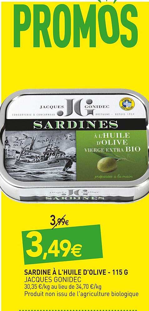 sardine à l'huile d'olive jacques gonidec -115 g