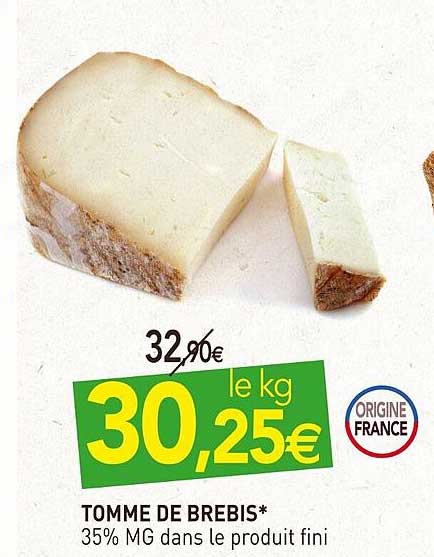 tomme de brebis 35% mg dans le produit fini