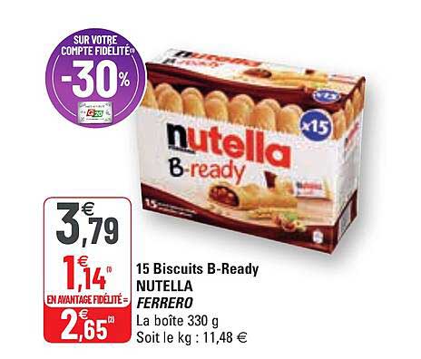 15 biscuits b-ready nutella ferrero