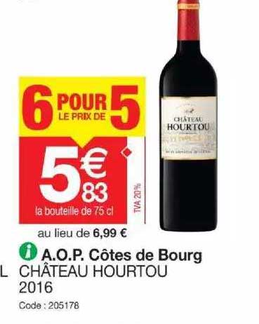 a.o.p. côtes de bourg château hourtou 2016