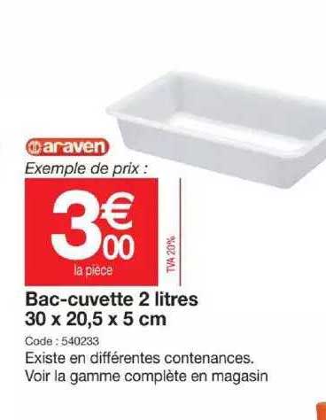 Bac-cuvette 2 Litres 30x20,5x5 Cm