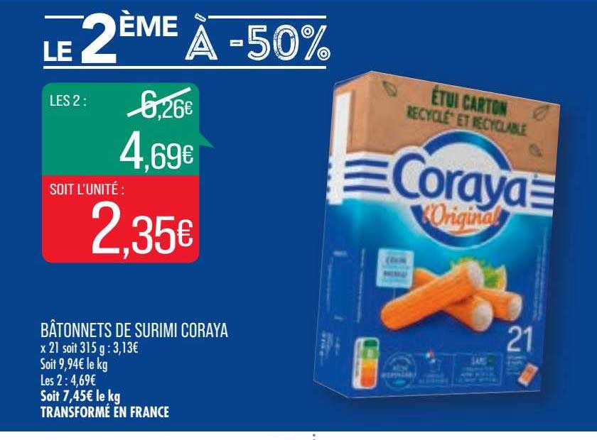 Bâtonnets De Surimi Coraya Le 2ème à -50%