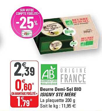 Beurre Demi-sel Bio Isigny Ste Mère