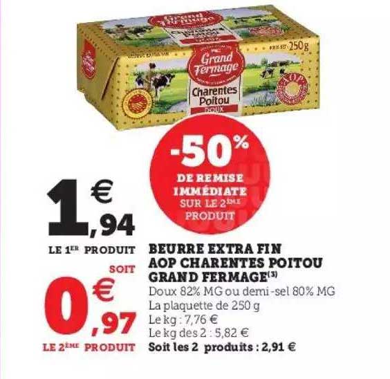 beurre extra fin aop charentes poitou grand fermage