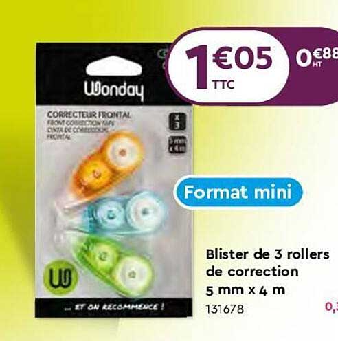 Blister De 3 Rollers De Correction 5 Mm X 4 M