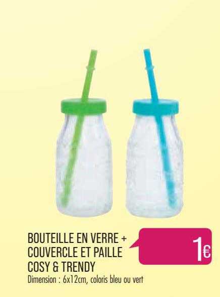 Bouteille En Verre + Couvercle Et Paille Cosy & Trendy