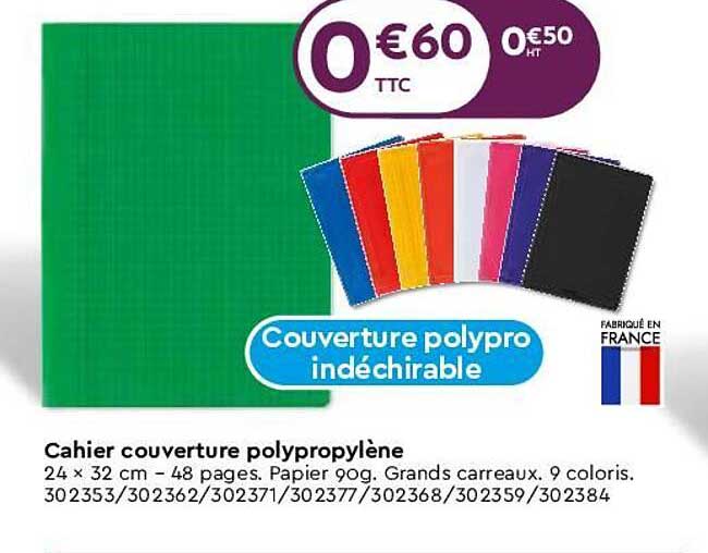 Cahier Couverture Polypropylène