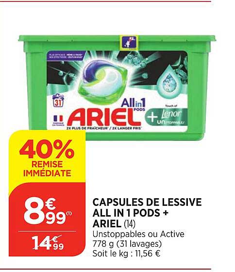 capsules de lessive all in 1 pods + ariel