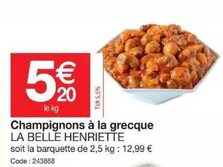 champignons à la grecque la belle henriette
