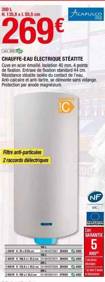 chauffe-eau électrique stéatite acapulco