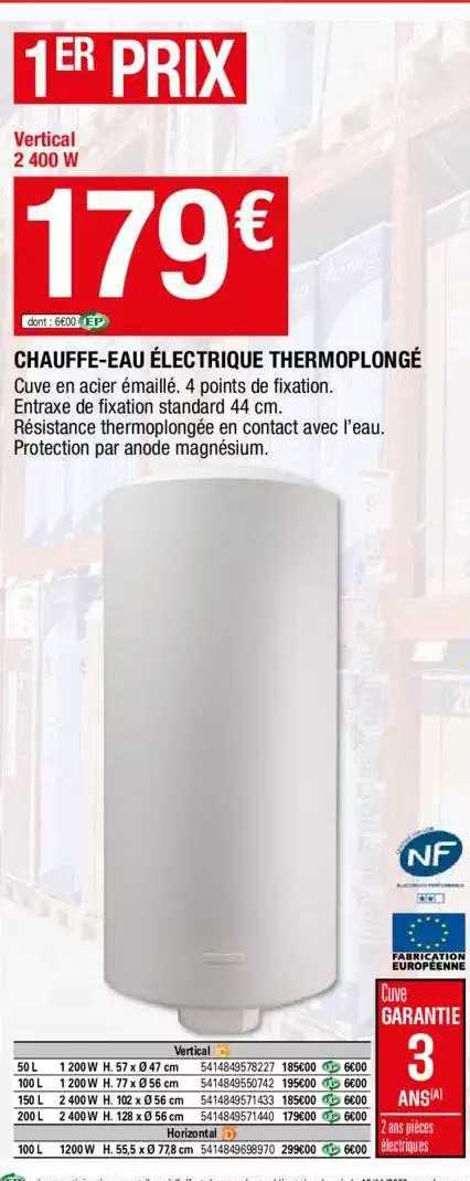 chauffe-eau électrique thermoplongé