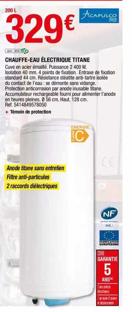chauffe-eau électrique titane acapulco
